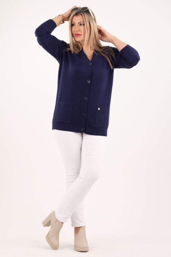 Kardigan damski plus size granatowy– duże rozmiary 42–48