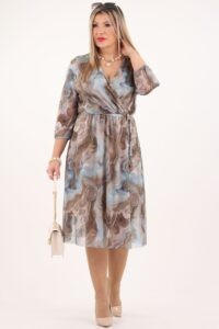 sukienka z siatki brązowo-niebieska