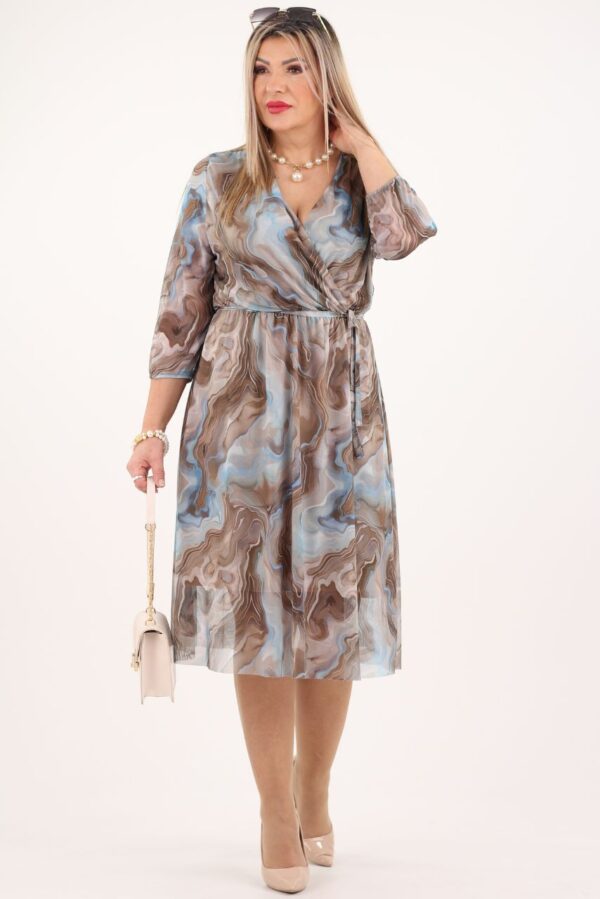 sukienka z siatki brązowo-niebieska