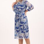 sukienka z siatki niebiesko-beżowa