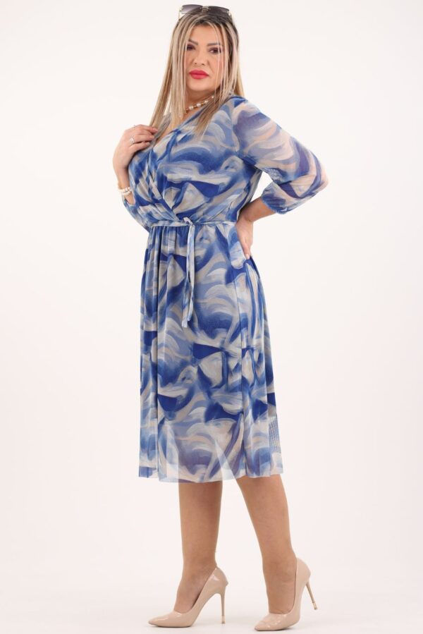 sukienka z siatki niebiesko-beżowa