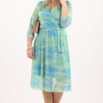 sukienka z siatki zielono-niebieska