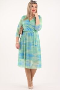 sukienka z siatki zielono-niebieska