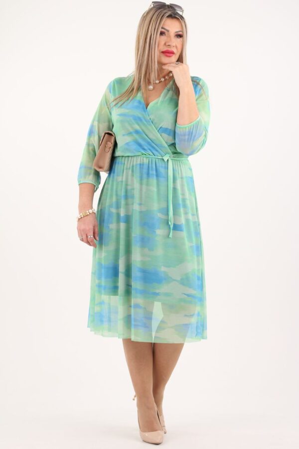 sukienka z siatki zielono-niebieska