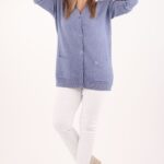 Kardigan damski plus size lawendowy – duże rozmiary 42–48