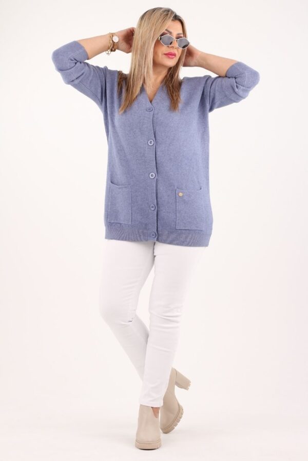 Kardigan damski plus size lawendowy – duże rozmiary 42–48