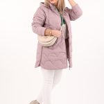 Lekka kurtka pikowana damska z kapturem różowa