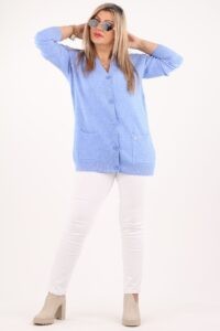 Kardigan damski plus size niebieski– duże rozmiary 42–48