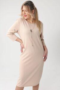 Prosta sukienka plus size beżowa