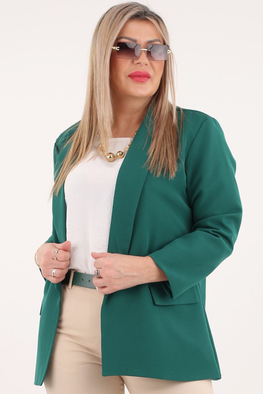 żakiet damski plus size butelkowa zieleń