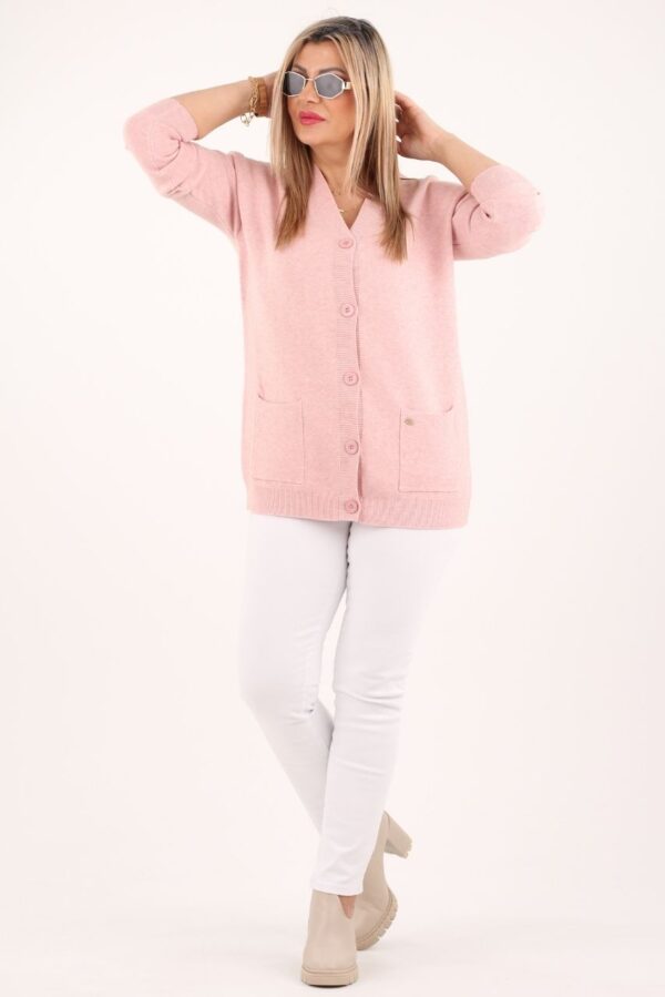 Kardigan damski plus size różowy duże rozmiary 42–48