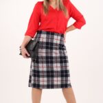Spódnica ołówkowa plus size w czerwoną kratkę
