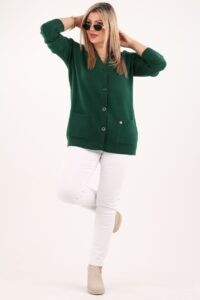 Kardigan damski plus size zielony – duże rozmiary 42–48