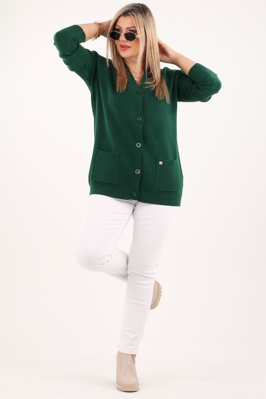 Kardigan damski plus size zielony – duże rozmiary 42–48