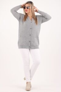 Kardigan damski plus size szary – duże rozmiary 42–48