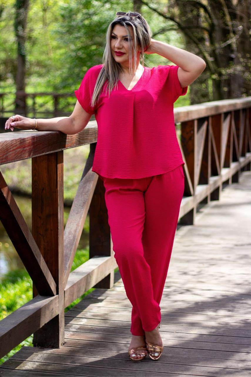 Komplet damski bluzka i spodnie różowy
