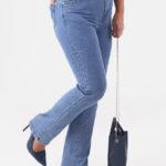 Jasne jeansy damskie z wysokim stanem