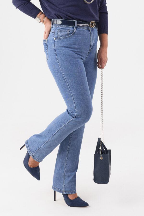 Jasne jeansy damskie z wysokim stanem