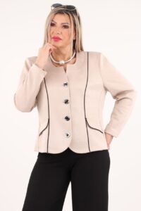 Elegancki beżowy zamszowy żakiet damski 