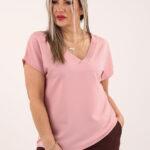 Bluzka damska gładka jasny róż