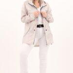 Cienka parka przeciwdeszczowa beżowa