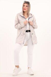 Cienka parka przeciwdeszczowa beżowa