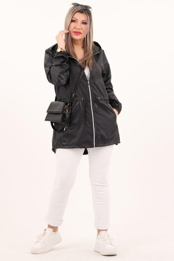 Cienka parka przeciwdeszczowa czarna