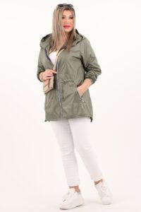 Cienka parka przeciwdeszczowa khaki