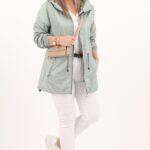 Cienka parka przeciwdeszczowa miętowa