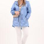 Cienka parka przeciwdeszczowa niebieska