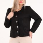 Elegancki czarny zamszowy żakiet damski