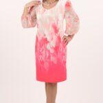 Elegancka sukienka z szerokimi rękawami z szyfonu różowa