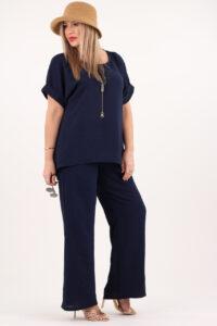 Elegancki komplet spodnie i bluzka grantowy