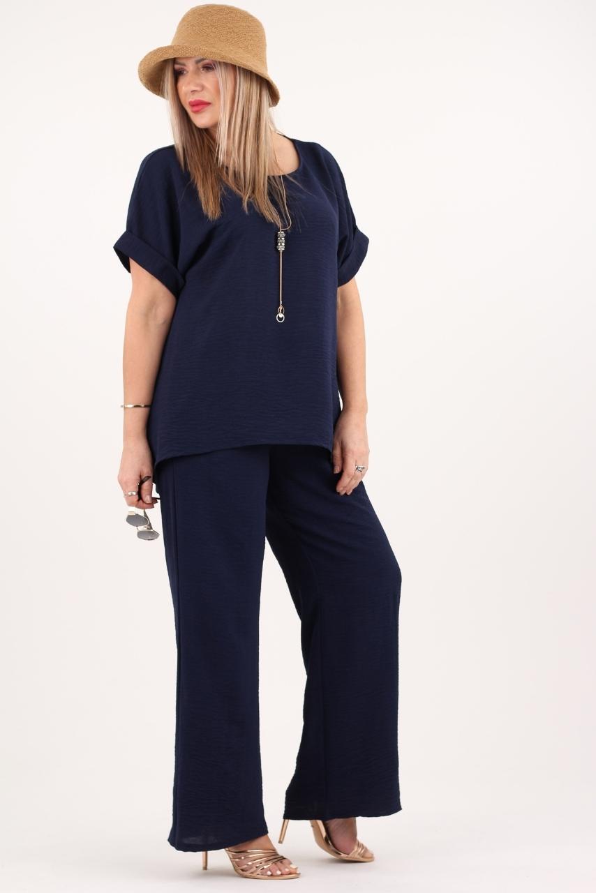 Elegancki komplet spodnie i bluzka grantowy