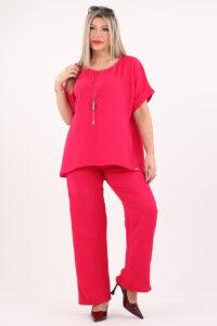 Elegancki komplet spodnie i bluzka różowy