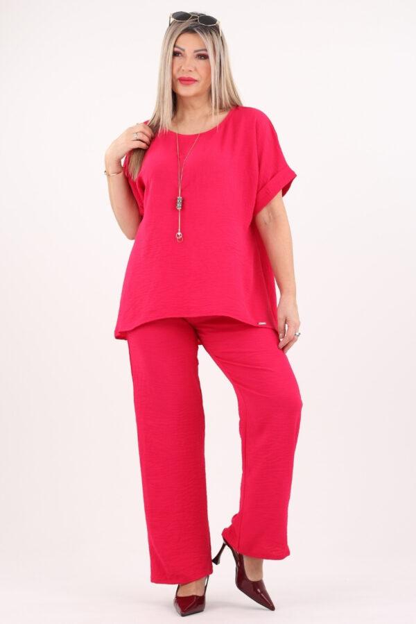 Elegancki komplet spodnie i bluzka różowy