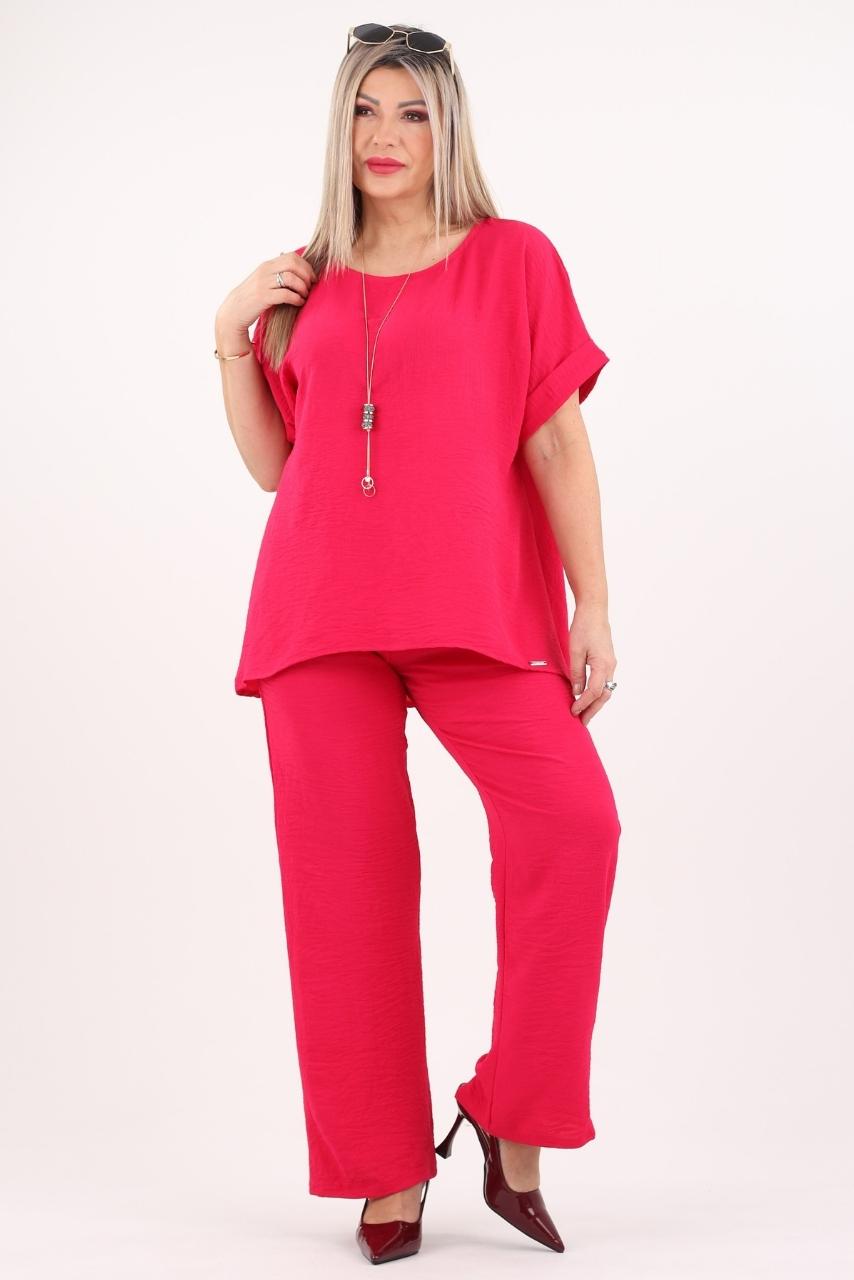Elegancki komplet spodnie i bluzka różowy