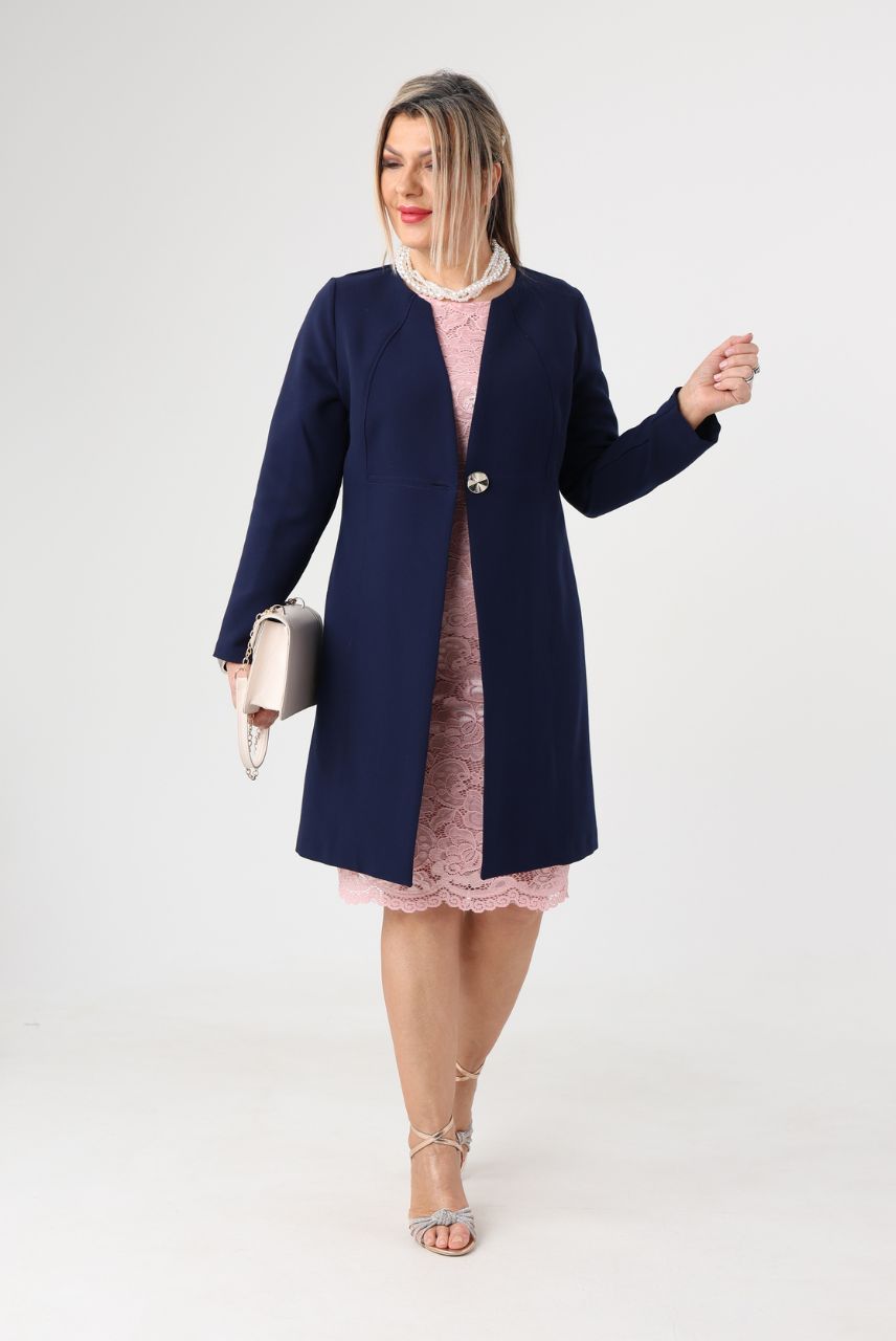 Klasyczny wizytowy płaszczyk granatowy