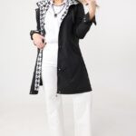 Wiosenna kurtka damska plus size czarna z pepitką