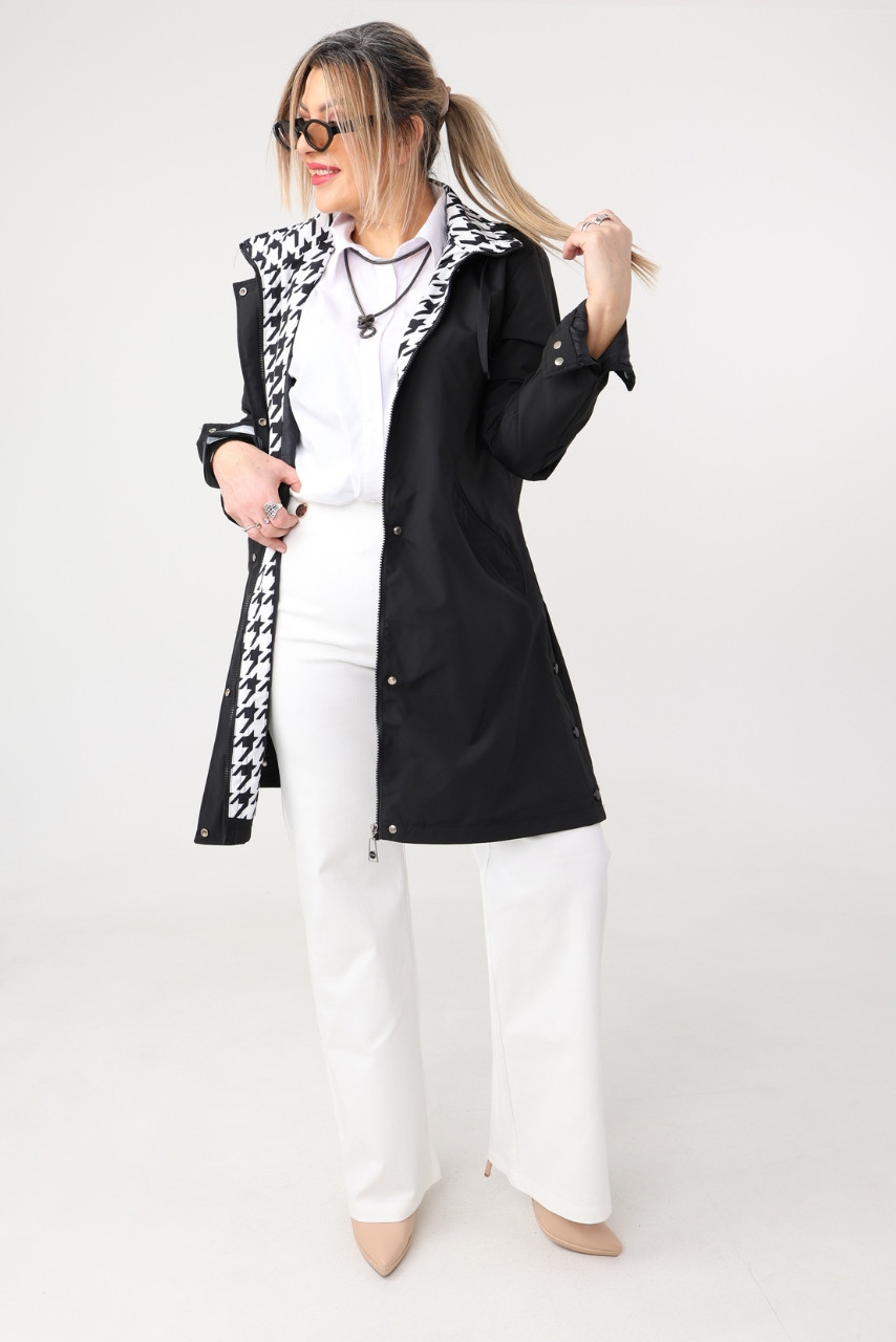 Wiosenna kurtka damska plus size czarna z pepitką