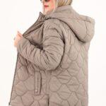 kurtka z regulowaną długością pikowana beżowa