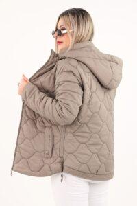 kurtka z regulowaną długością pikowana beżowa