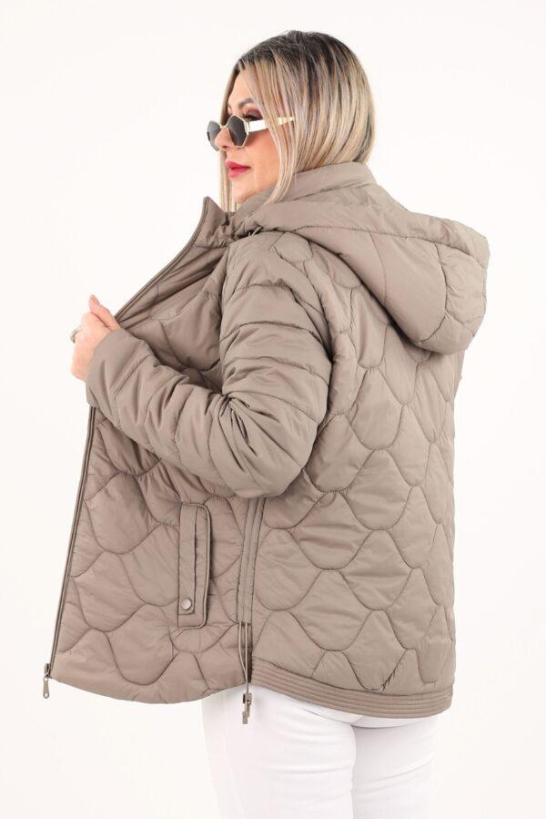 kurtka z regulowaną długością pikowana beżowa