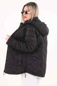 Kurtka z regulowaną długością pikowana czarna