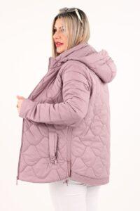 Kurtka z regulowaną długością pikowana różowa