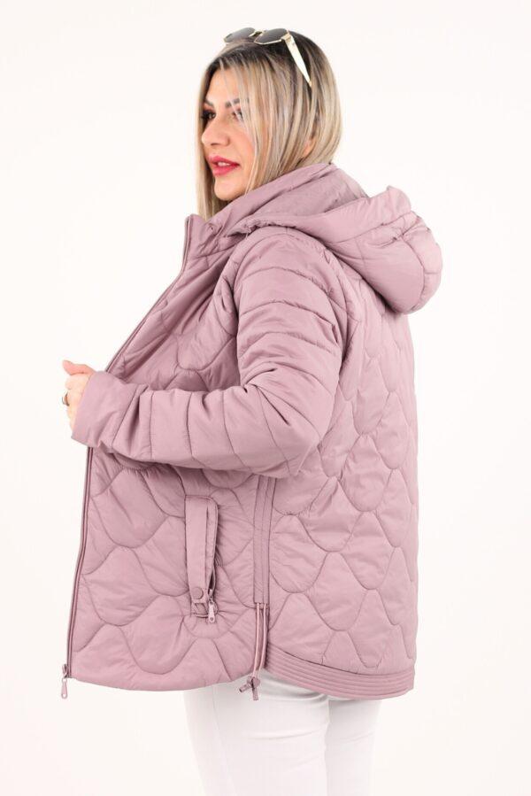 Kurtka z regulowaną długością pikowana różowa
