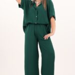 komplet spodnie i koszula butelkowa zieleń