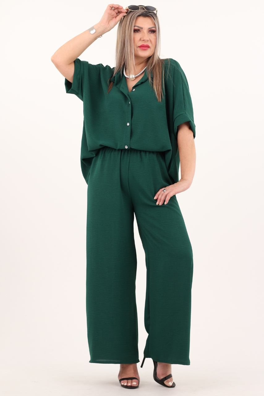 komplet spodnie i koszula butelkowa zieleń
