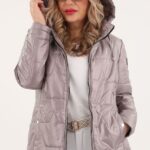 Przejściowa kurtka damska cappuccino metaliczna