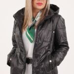 Przejściowa kurtka damska czarna metaliczna